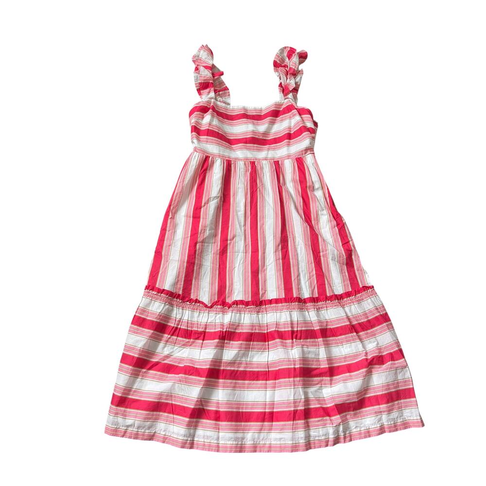 NEW J. Crew Factory Striped Square Neck Midi Dress Pink White